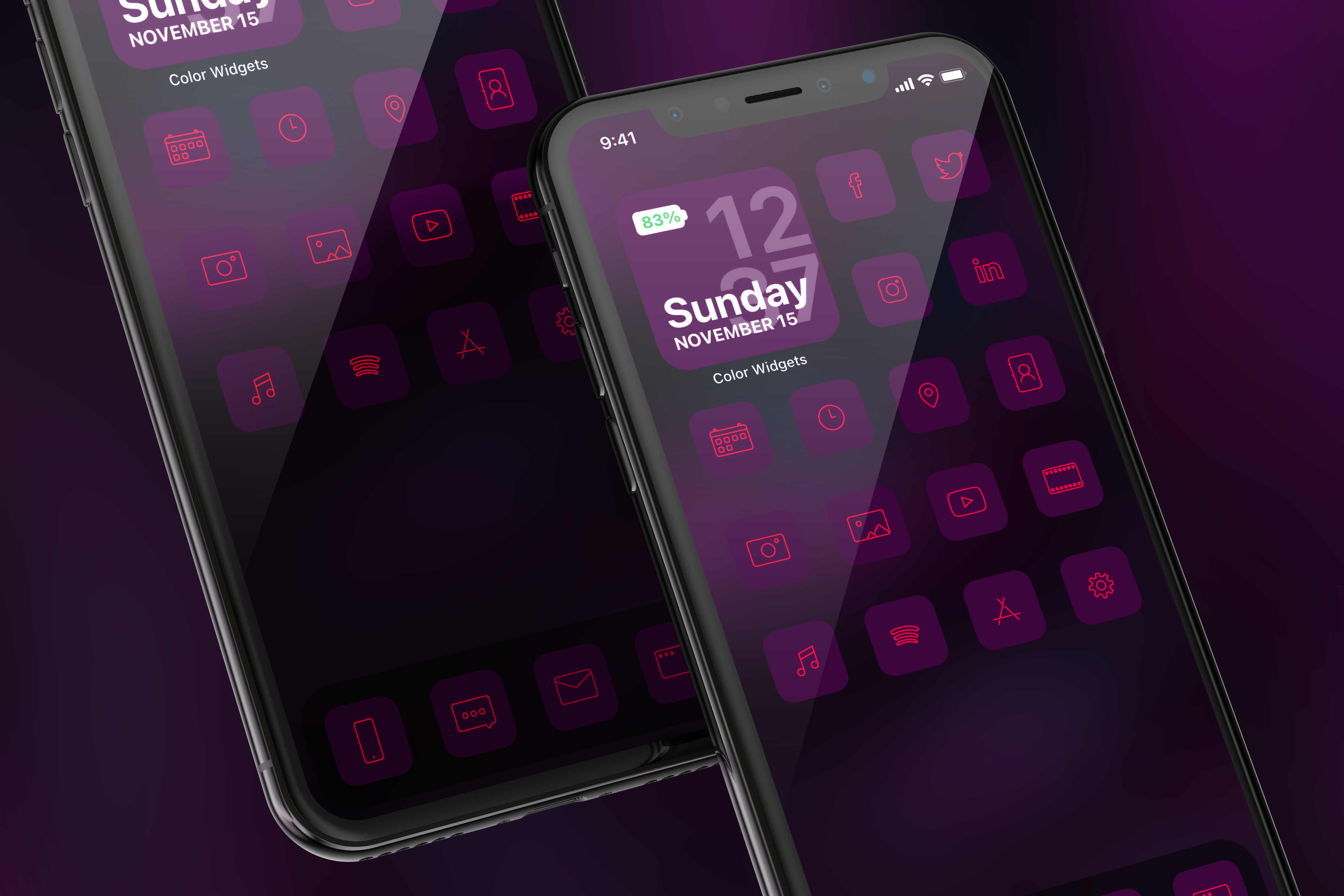 Calm iPhone icons in purple theme